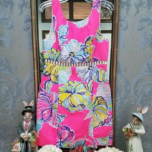 Lilly Pulitzer Hot Pink Flowered Cut Out Dress
